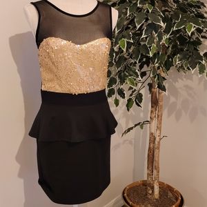 Speechless Gold Sequin black dress